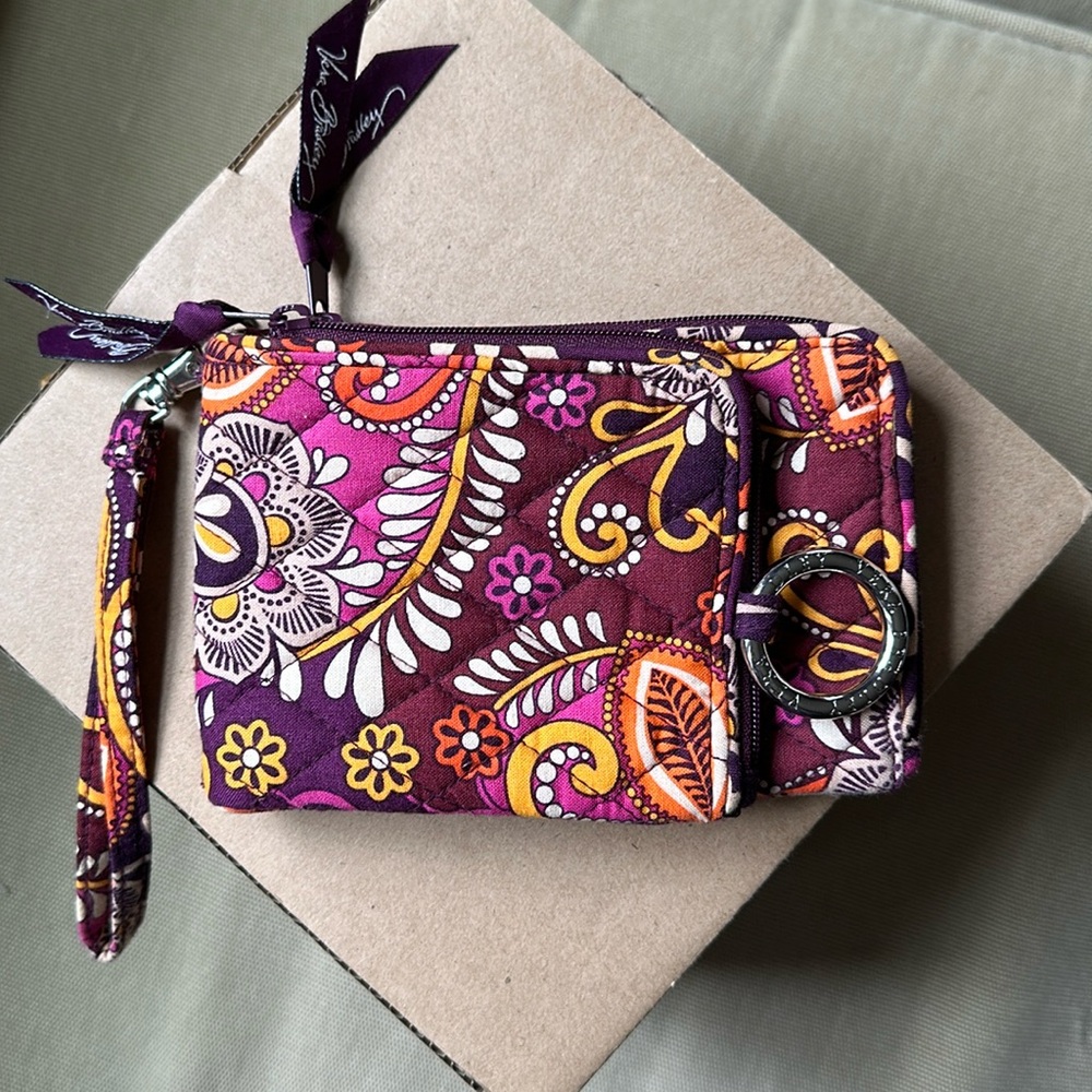 Vera Bradley Safari Sunset double ID wristlet EUC